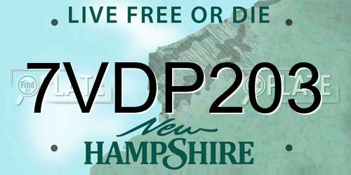 7VDP203 New Hampshire License Plate