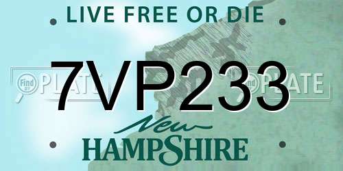 7VP233 New Hampshire License Plate
