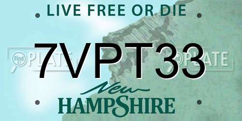 7VPT33 New Hampshire License Plate