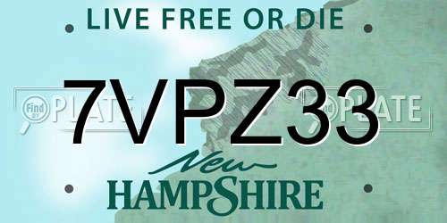 7VPZ33 New Hampshire License Plate