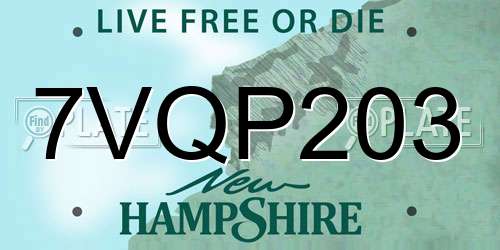 7VQP203 New Hampshire License Plate