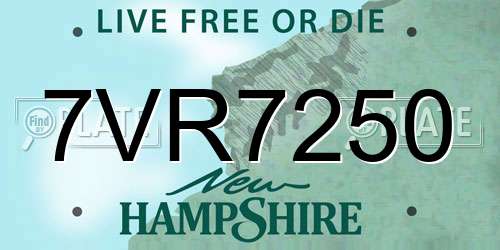 7VR7250 New Hampshire License Plate