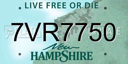 7VR7750 New Hampshire License Plate