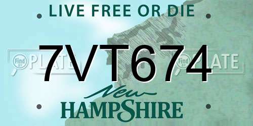 7VT674 New Hampshire License Plate