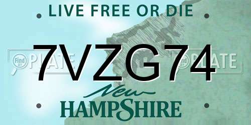 7VZG74 New Hampshire License Plate