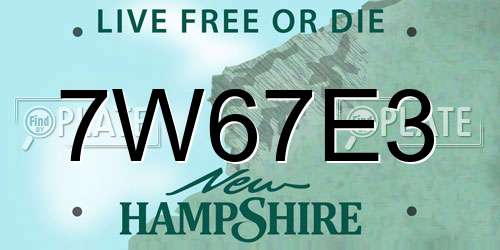 7W67E3 New Hampshire License Plate