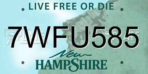 7WFU585 New Hampshire License Plate