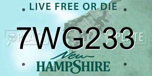 7WG233 New Hampshire License Plate