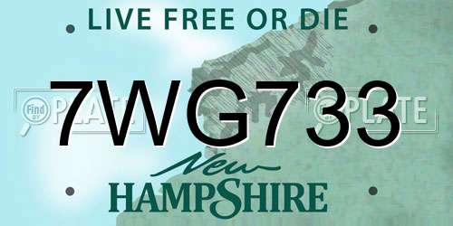 7WG733 New Hampshire License Plate