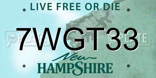 7WGT33 New Hampshire License Plate