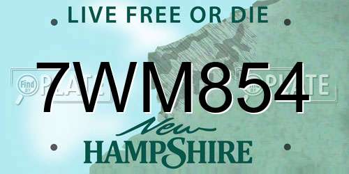 7WM854 New Hampshire License Plate
