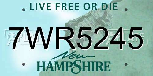 7WR5245 New Hampshire License Plate