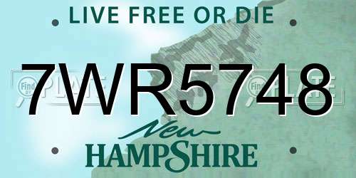 7WR5748 New Hampshire License Plate