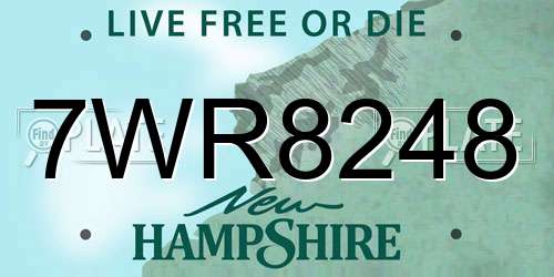 7WR8248 New Hampshire License Plate