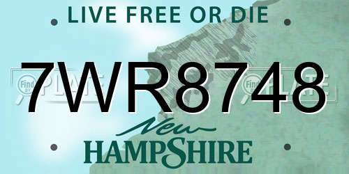 7WR8748 New Hampshire License Plate