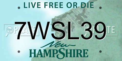 7WSL39 New Hampshire License Plate
