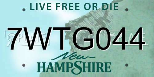 7WTG044 New Hampshire License Plate