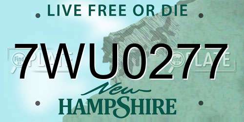 7WU0277 New Hampshire License Plate