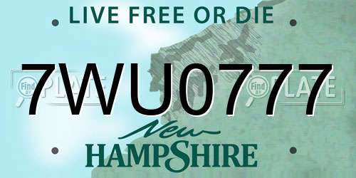 7WU0777 New Hampshire License Plate