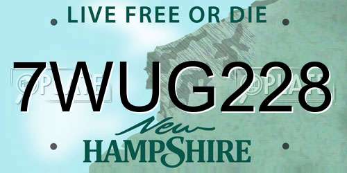7WUG228 New Hampshire License Plate