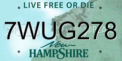 7WUG278 New Hampshire License Plate