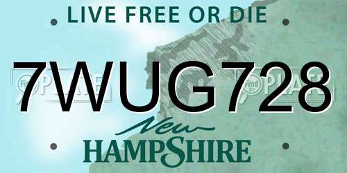 7WUG728 New Hampshire License Plate