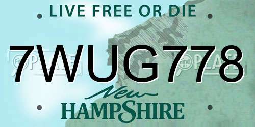 7WUG778 New Hampshire License Plate