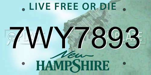 7WY7893 New Hampshire License Plate