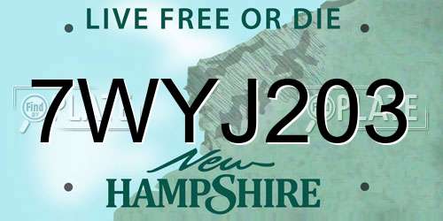 7WYJ203 New Hampshire License Plate