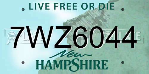 7WZ6044 New Hampshire License Plate