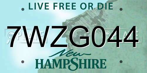 7WZG044 New Hampshire License Plate