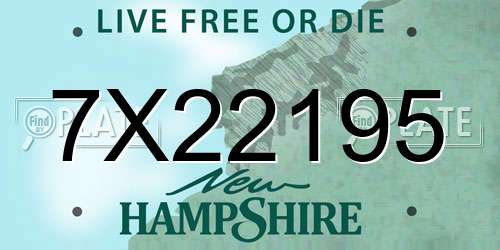 7X22195 New Hampshire License Plate