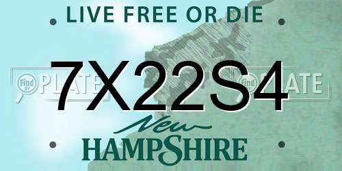 7X22S4 New Hampshire License Plate