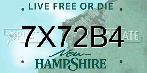 7X72B4 New Hampshire License Plate