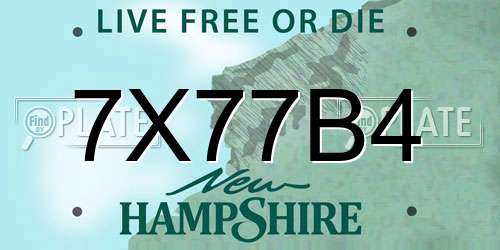 7X77B4 New Hampshire License Plate