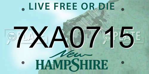 7XA0715 New Hampshire License Plate