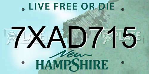 7XAD715 New Hampshire License Plate