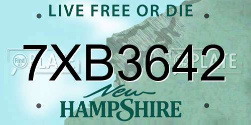7XB3642 New Hampshire License Plate
