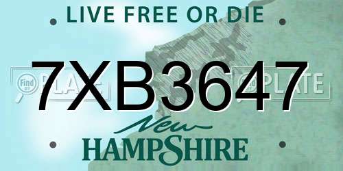 7XB3647 New Hampshire License Plate