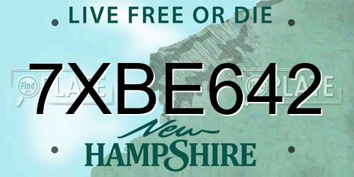 7XBE642 New Hampshire License Plate