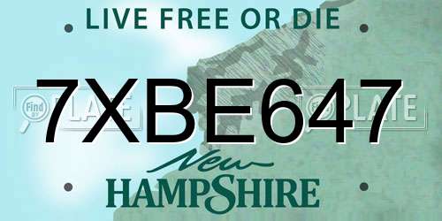 7XBE647 New Hampshire License Plate