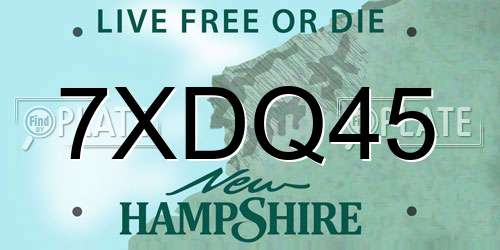 7XDQ45 New Hampshire License Plate