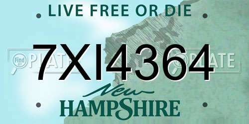 7XI4364 New Hampshire License Plate
