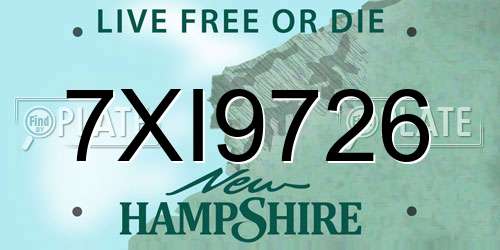 7XI9726 New Hampshire License Plate