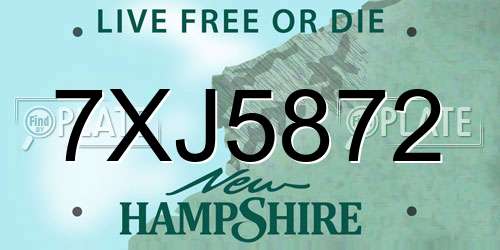 7XJ5872 New Hampshire License Plate