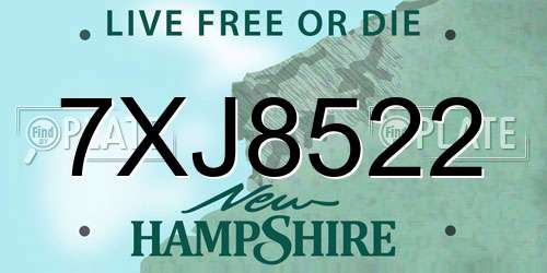 7XJ8522 New Hampshire License Plate