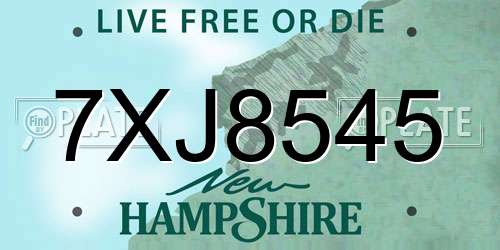 7XJ8545 New Hampshire License Plate