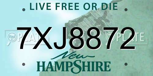 7XJ8872 New Hampshire License Plate