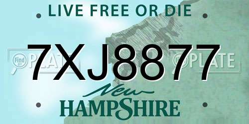 7XJ8877 New Hampshire License Plate