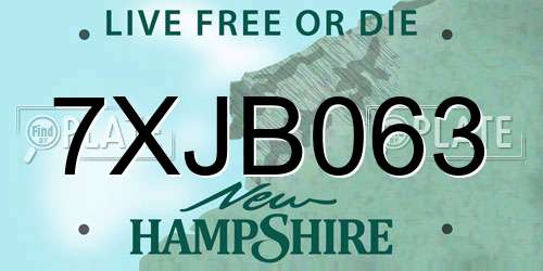 7XJB063 New Hampshire License Plate